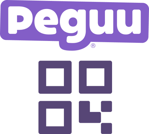 Código QR debajo del logotipo Peguu