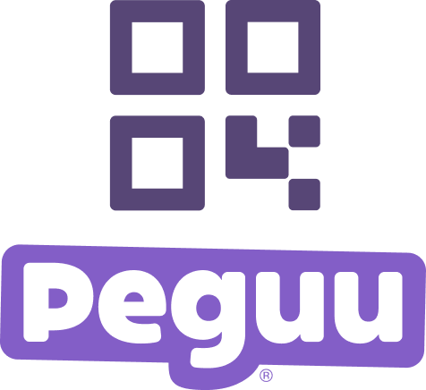 Código QR arriba del logotipo Peguu